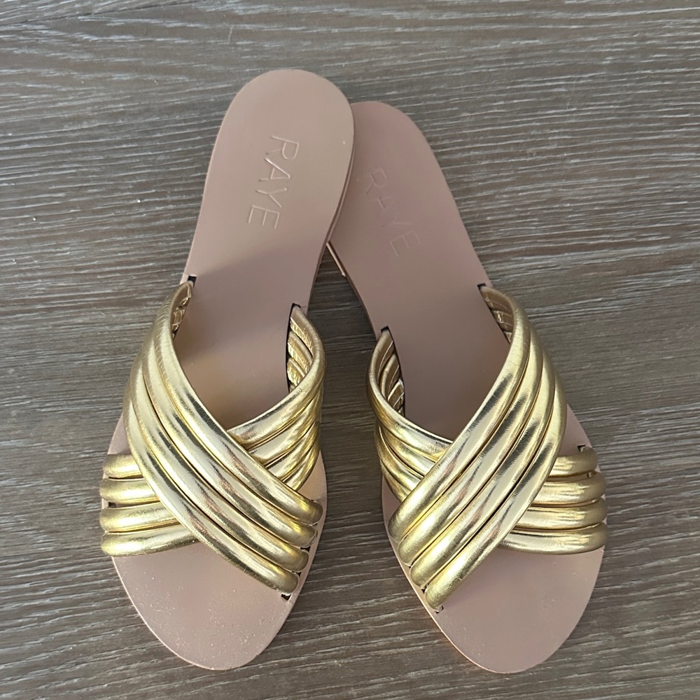 RAYE Metallic Gold Slide Sandals